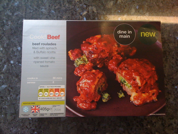 This is not a Beef Roulade, this is an M&S beef roulades filled with spinach and Buffalo ricotta