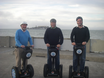 At the end of South Beach Pier with Alcatraz as a backdrop for our Segway's At the end of South Beach Pier with Alcatraz as a backdrop for our Segway's