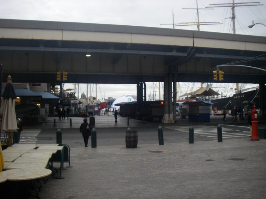 Looking down into Seaport - a huge mall of shops, eateries and entertainment stuff