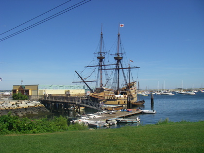 The Mayflower II in Plymouth Harbour in all its glory