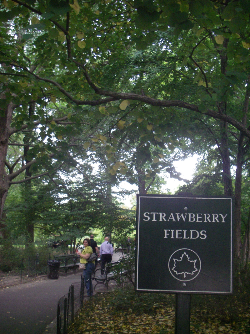 The remarkably unremarkable Strawberry Fields memorial - seems to consist of a sign, err and that's it.