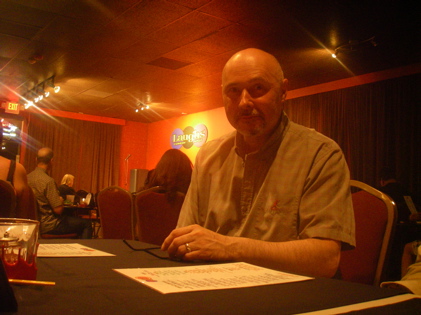 The Sheriff at Laughs - but still looking a bit scary