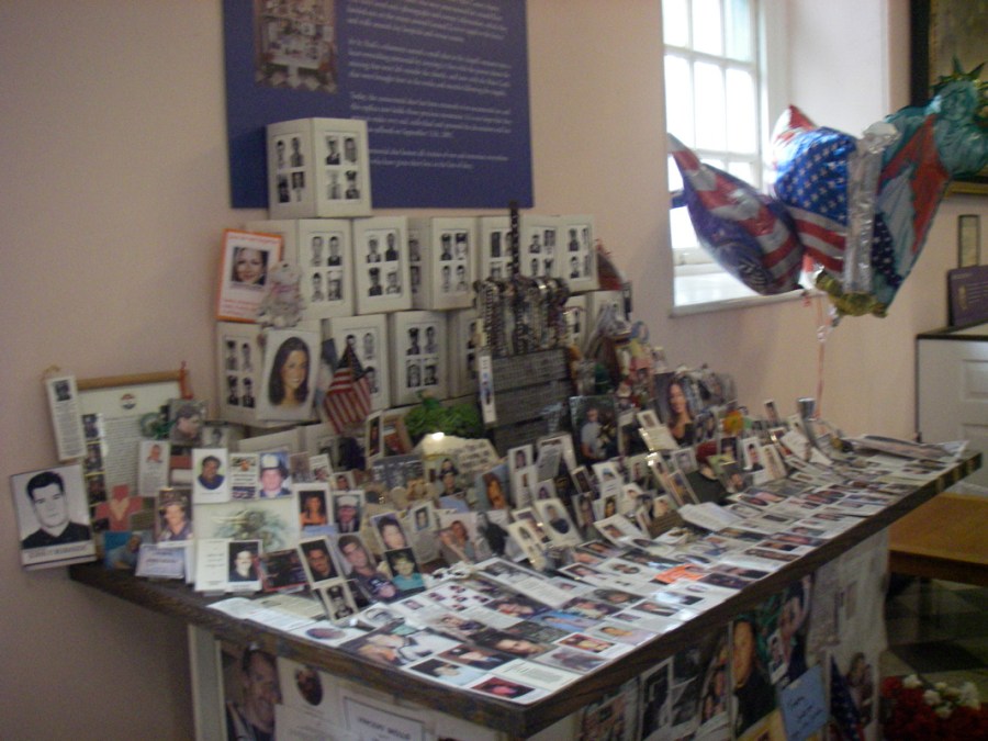 The table of remembrance inside st Pauls Chapel