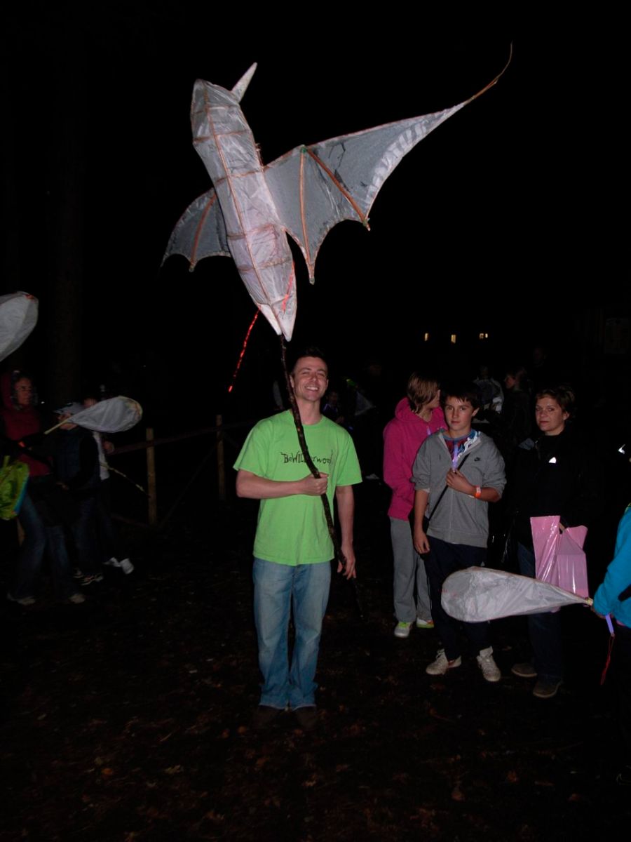 DoodleTic leads the lantern procession with Snagglefang the Lantern Bat