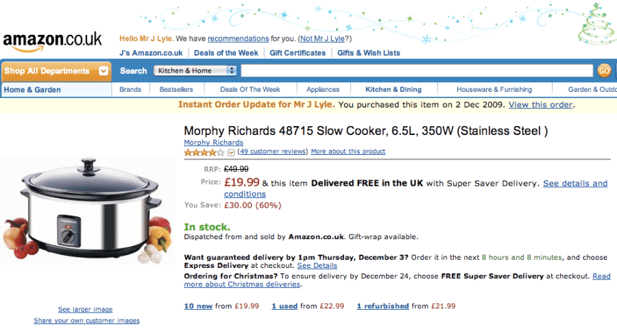 Amazon come in with a bargain price of £19.99