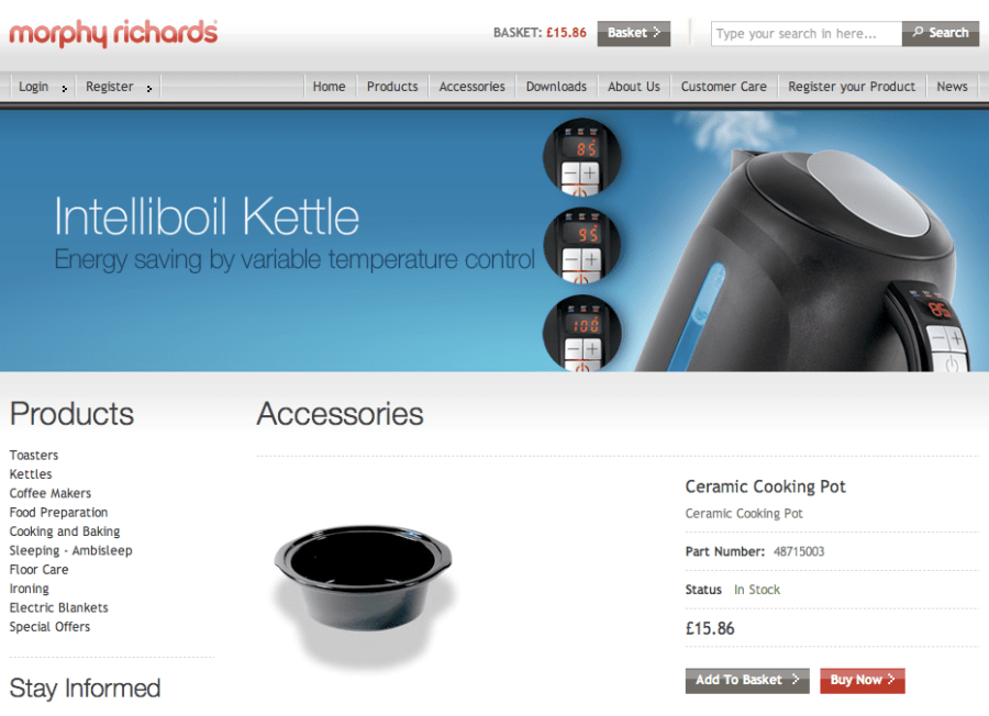 Buying spares and accessories from Morphy Richards
