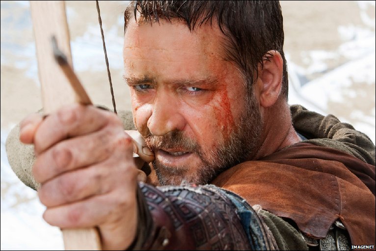 Russell Crowe as Robin Hood in the new movie Robin Hood that premiered tonight in Nottingham's Cornerhouse Leisure and entertainment complex