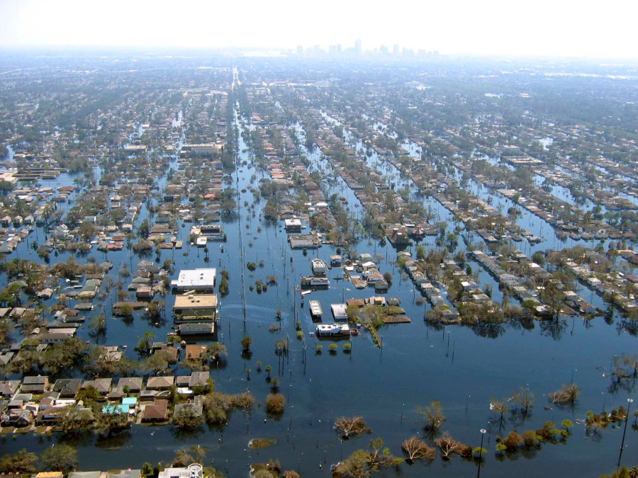 New Orleans floods from the air - the perfect place to show the concept of anywhere, better, best in action