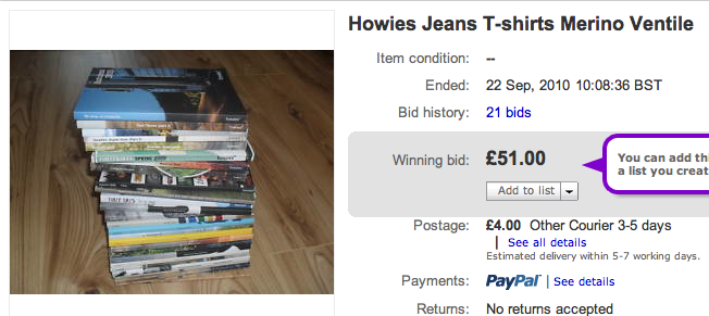 An almost complete Howies catalogue collection that sold for £51 on ebay