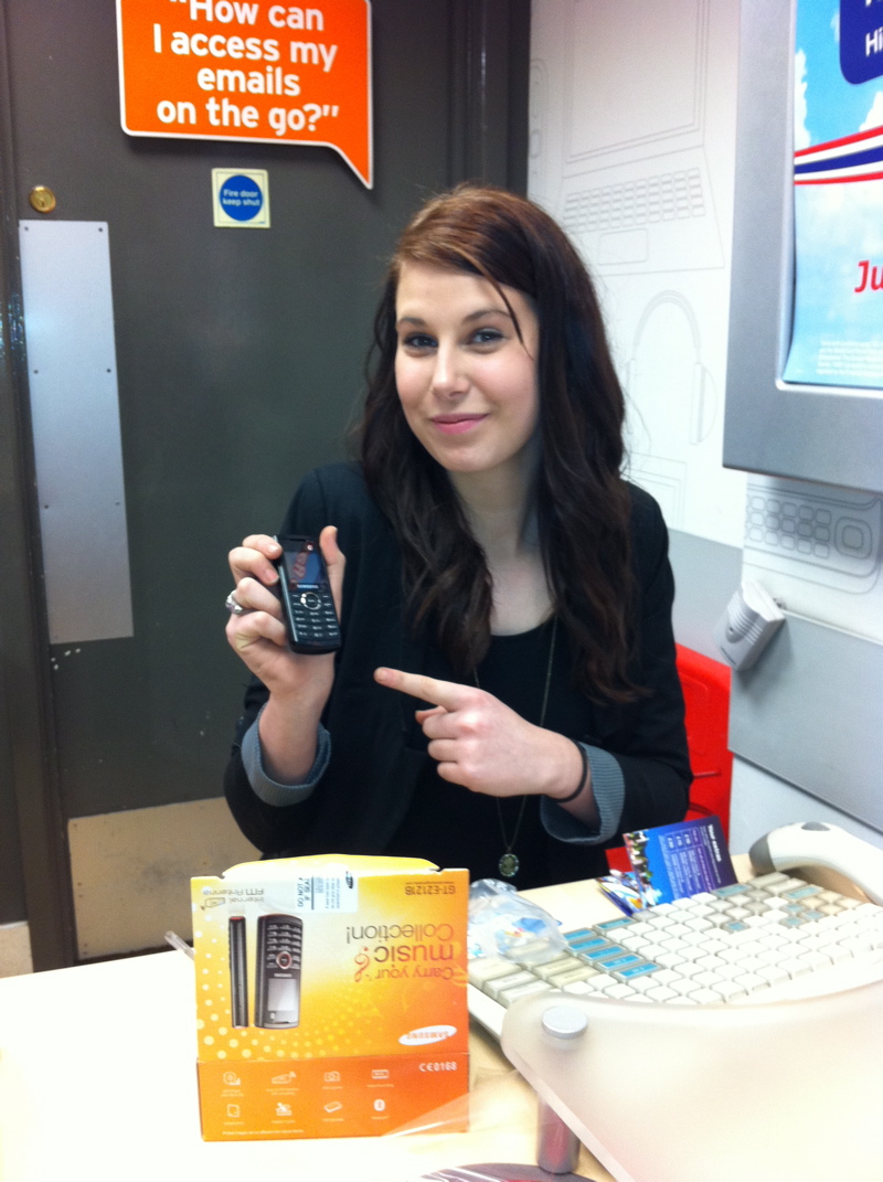 Adele from Phones 4U Nottingham Victoria branch - Complete with perfect sign above her head Adele from Phones 4U Nottingham Victoria branch - Complete with perfect sign above her head