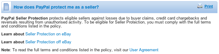 Paypal Seller protection Programme