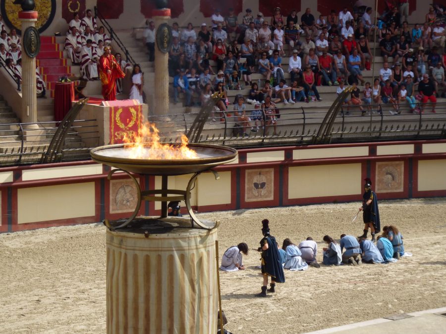 And a load of prisoners are told they have to fight the gladiators as part of the roman show at Puy du Fou
