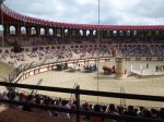 The chariots line up for the race at Puy du Fou in the huge roman amphitheatre
