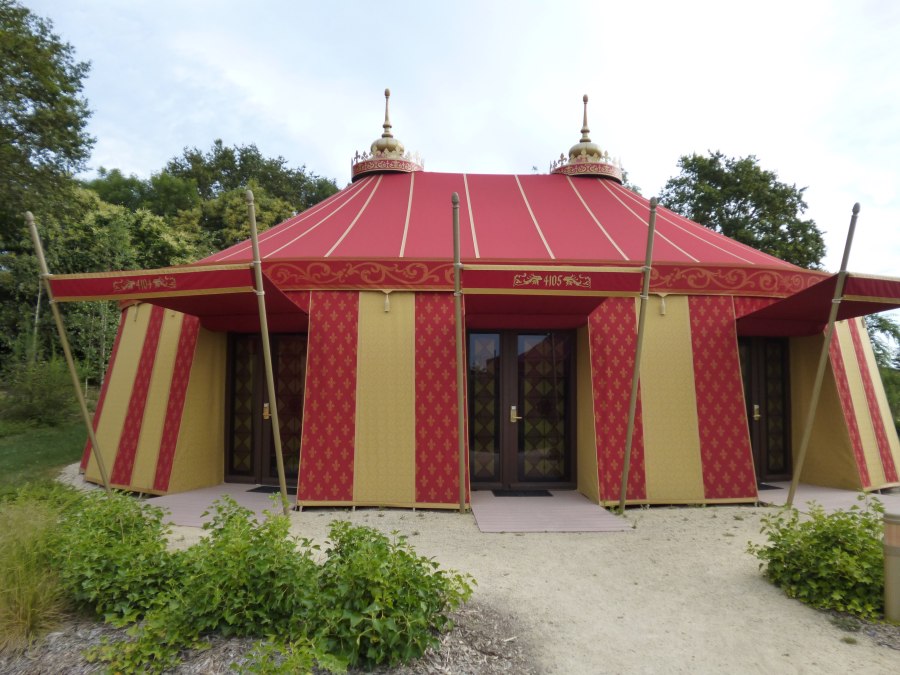 The tented village at Puy du Fou which is a beuatiful hotel room in disguise